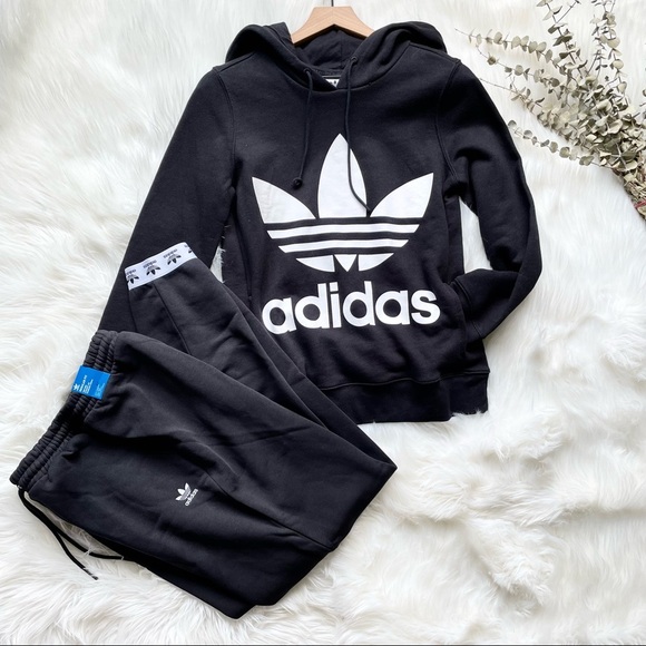 ADIDAS ORIGINALS Trefoil Hooded Sweatsuit Black and White XS PRICE FIRM - Picture 1 of 16
